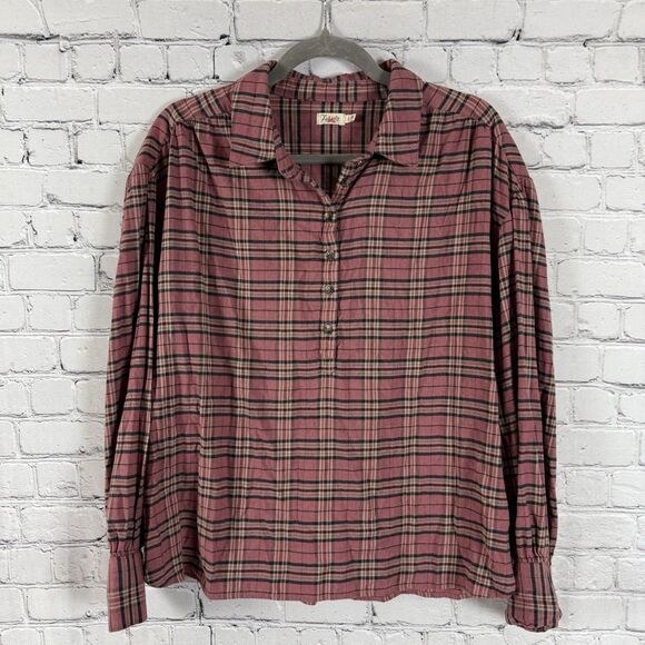 Faherty Olli Top In Red Mountain View Plaid Womens Size Large L Preppy Casual - Picture 2 of 14